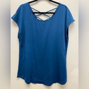 4 for $25 🍒 Ricki's Short Sleeve Blue Top with Crisscross Back Size XL